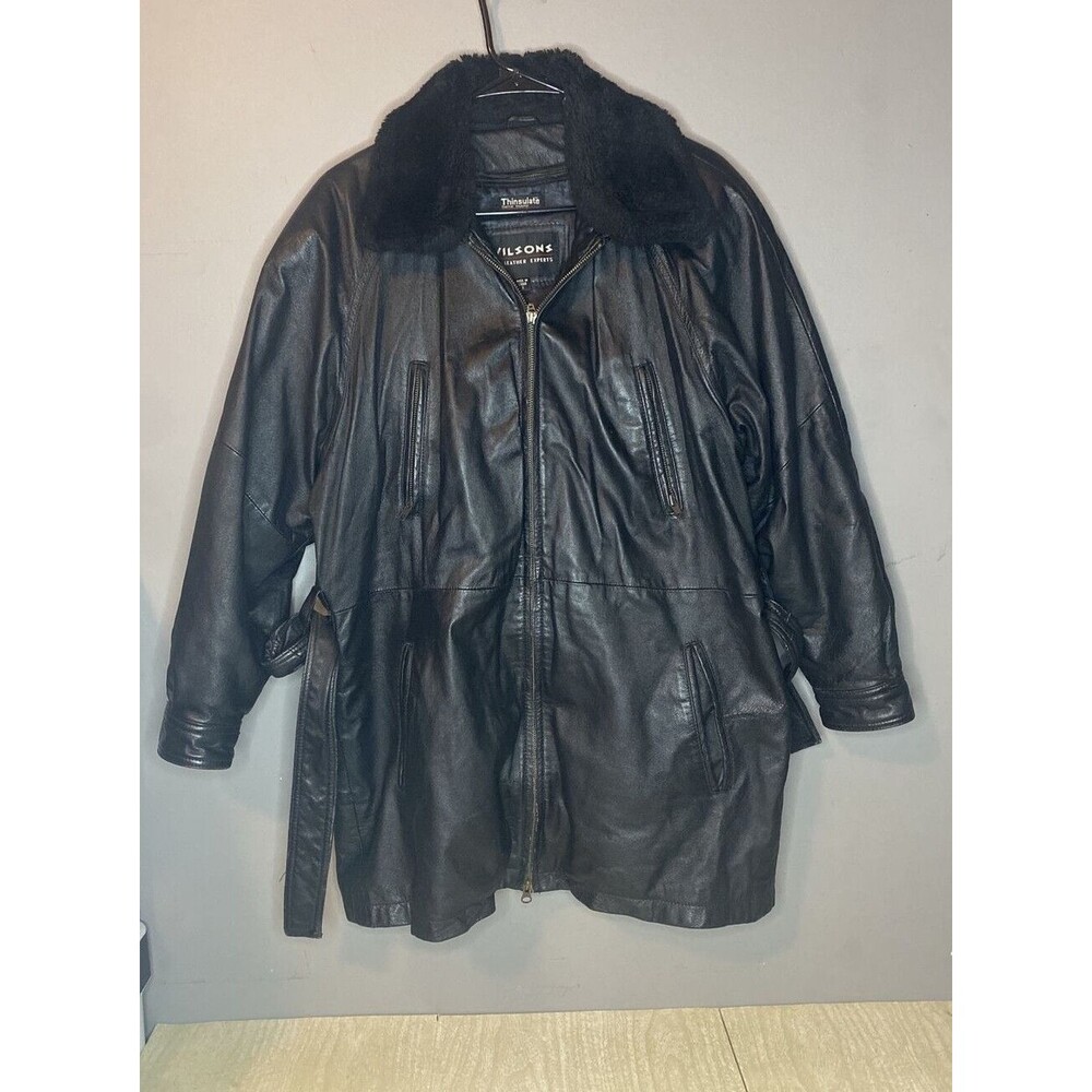 Wilsons Belted Leather Jacket/Coat Women's Sz Small 3M Thinsulate Zip Out Liner